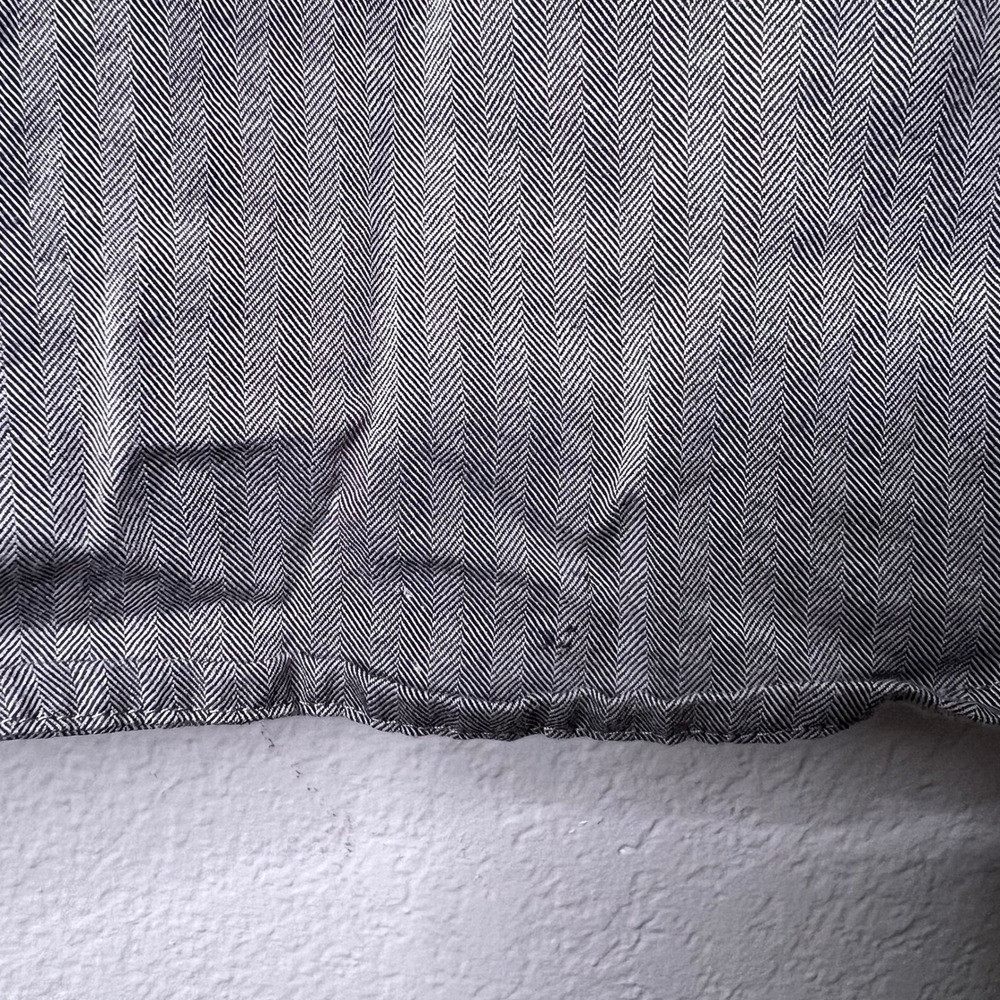 QOR Mens Organic Cotton Merino Wool Herringbone Snap Front Shirt Grey Large - Picture 5 of 10